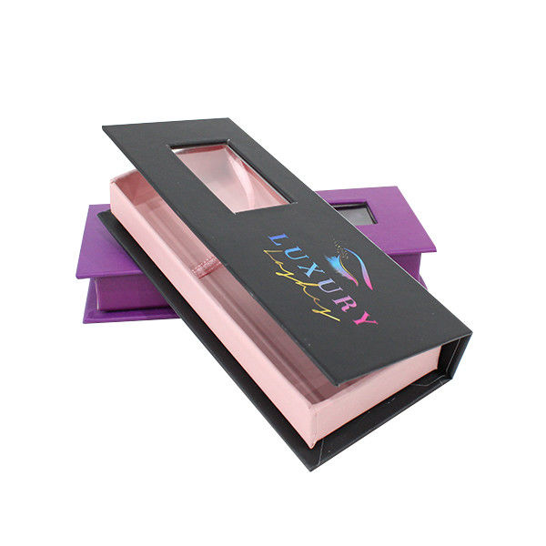 Embossing Folding Gift Box 22cm X 22cm X 9cm Rectangle Shape Purple Color